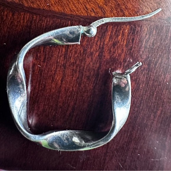 Sterling Silver 925 Twisted Hoop Earring - Picture 11 of 14